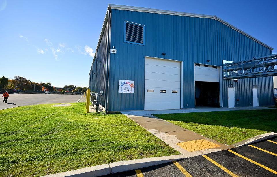 Housed in this building is Saint-Gobain's new $22 million machine, called the "powerhouse," that will power the entire Worcester site and will cut the site's carbon emissions by 50%.