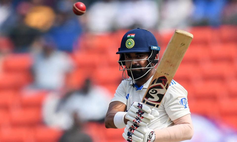 <span>KL Rahul plays a shot during the first Test match between India and England.</span><span>Photograph: Noah Seelam/AFP/Getty Images</span>