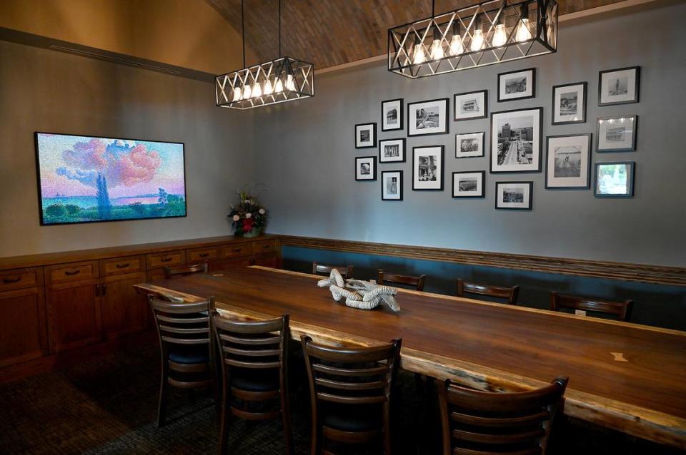 A private dining room can be closed off and features a barrel ceiling and its own audio visual controls at EnRich Bistro in Bradenton on Tuesday, May 14, 2024.