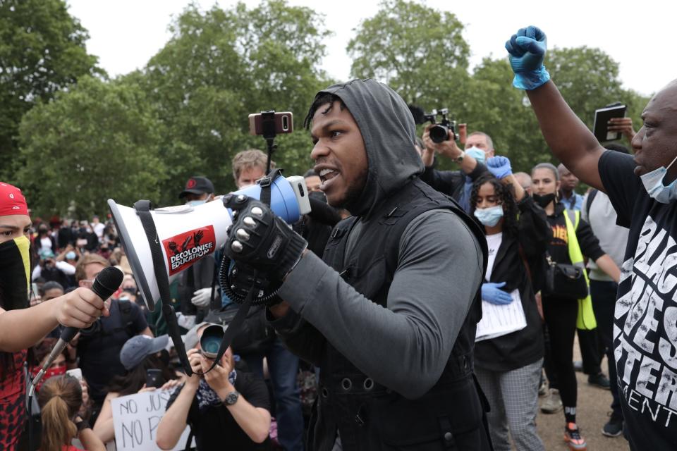 John Boyega adressing the crowds (Getty Images)