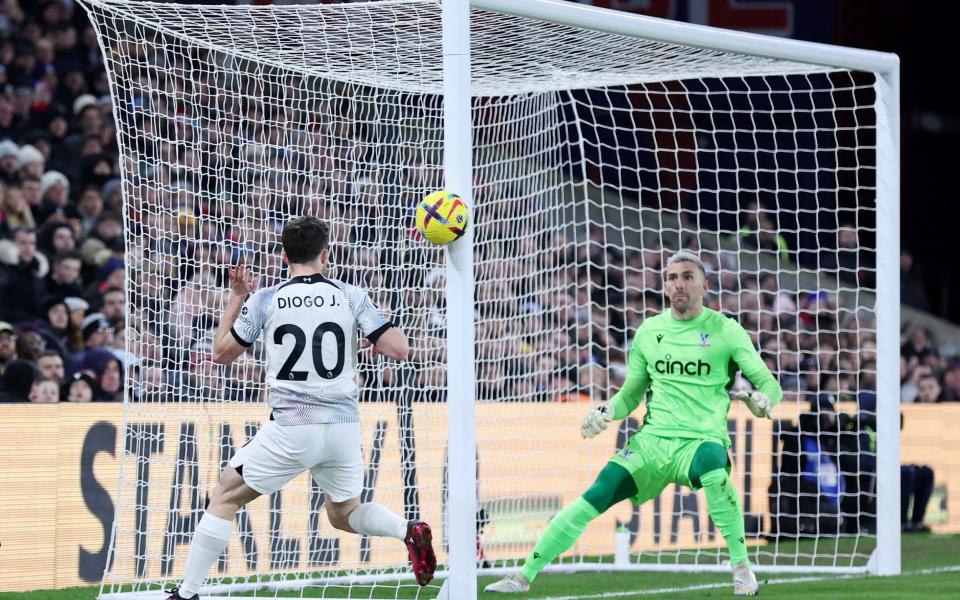 Liverpool's Diogo Jota hits the outside of the post - David Klein/Reuters