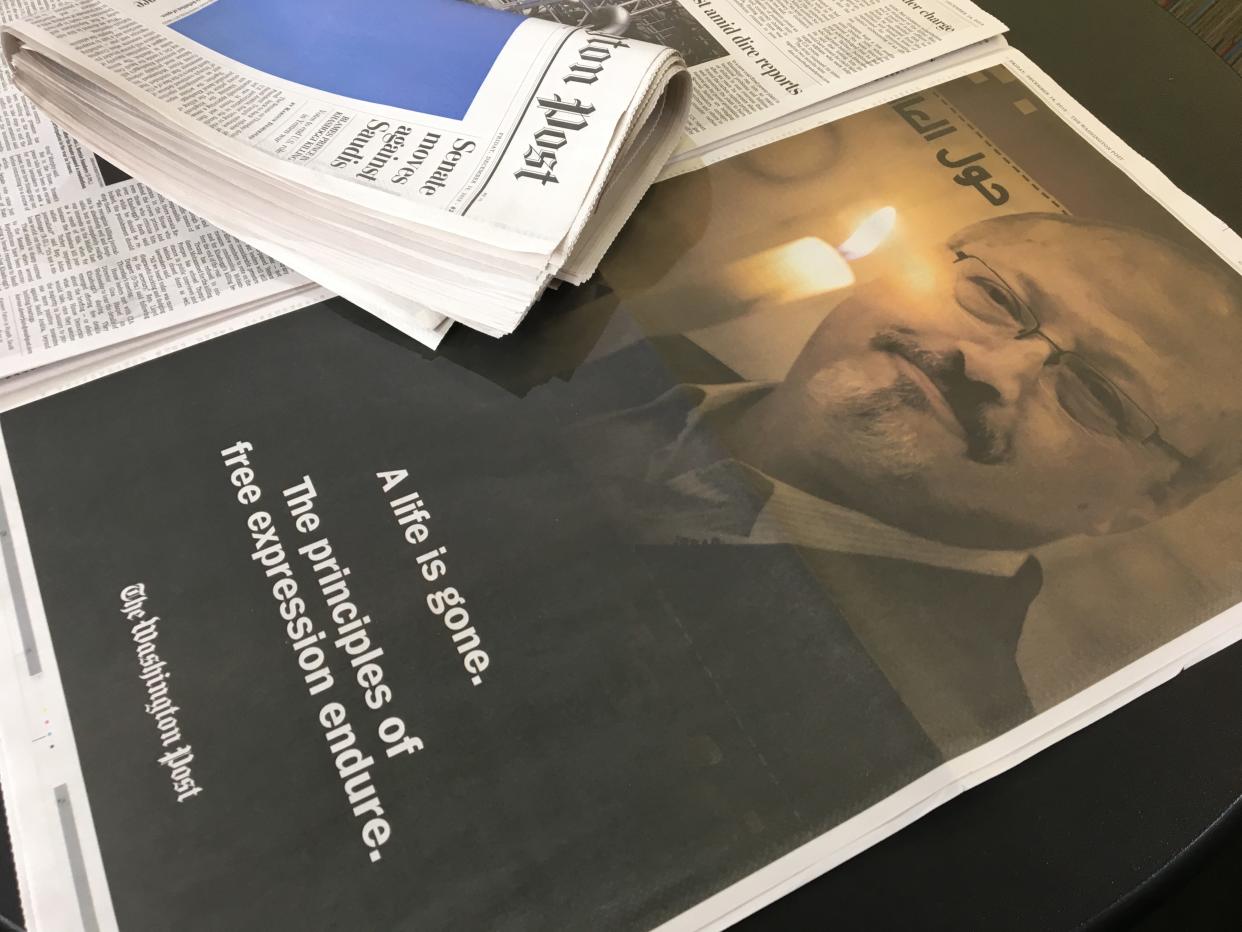 This is the full page ad in the Washington  Post featuring Jamal Khashoggi. 