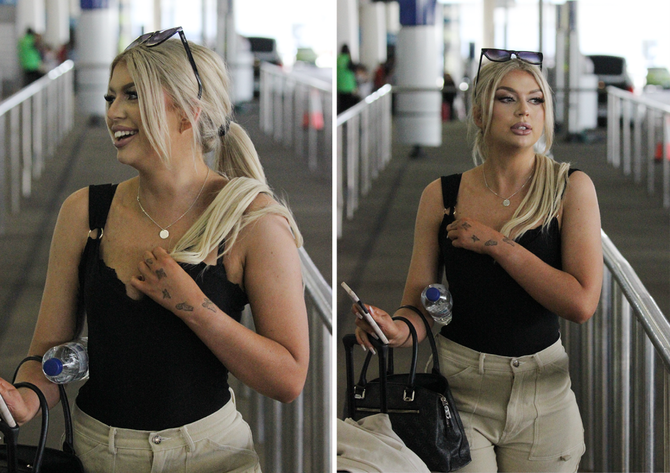 MAFS’ Caitlin McConville walking in the airport.