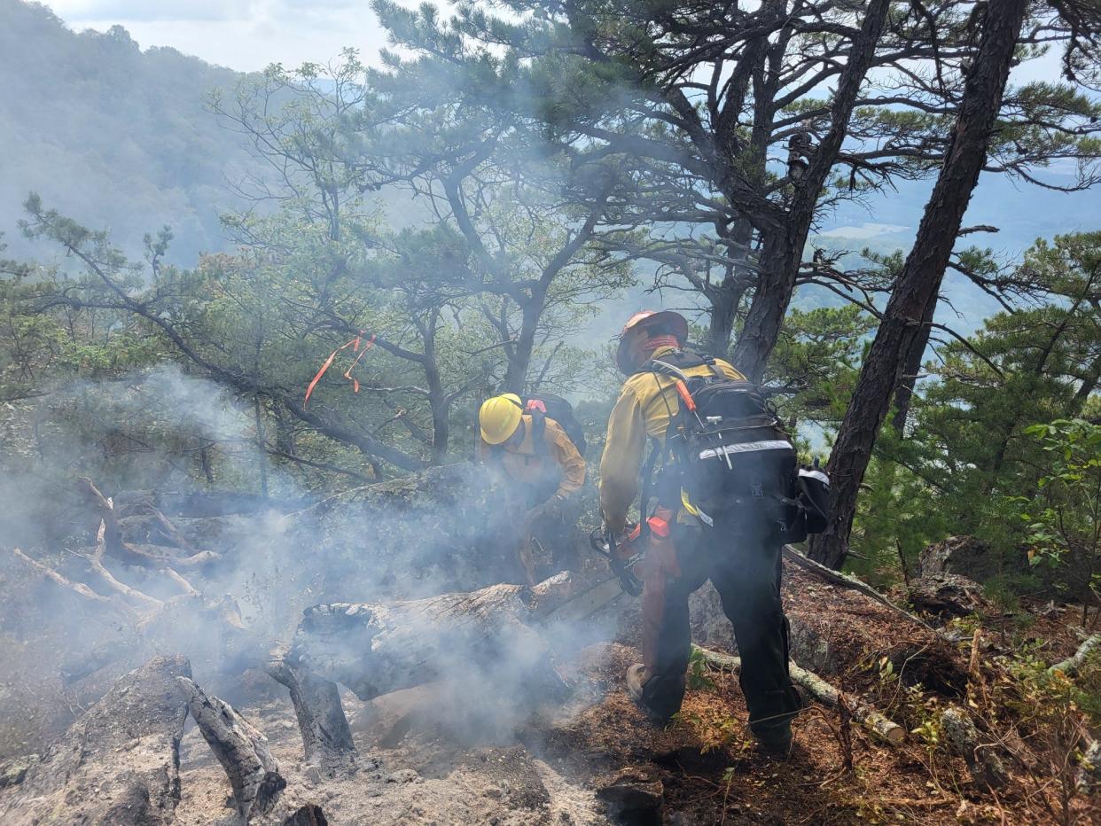 Firefighters work to contain Millers Head Fire in Shenandoah National Park