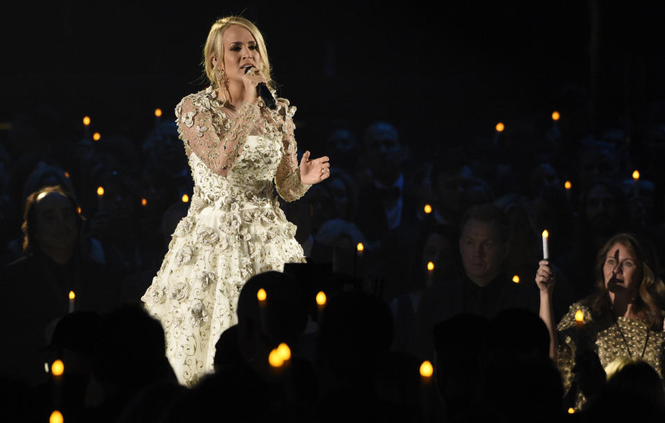 Underwood blew the audience away with her emotional performance. (Photo: AP)