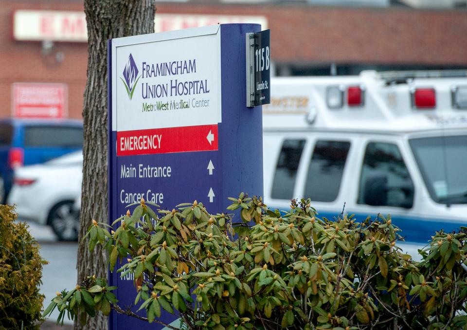 An ambulance passes by Framingham Union Hospital. Nurses at the hospital will vote whether to unionize on Jan. 10.