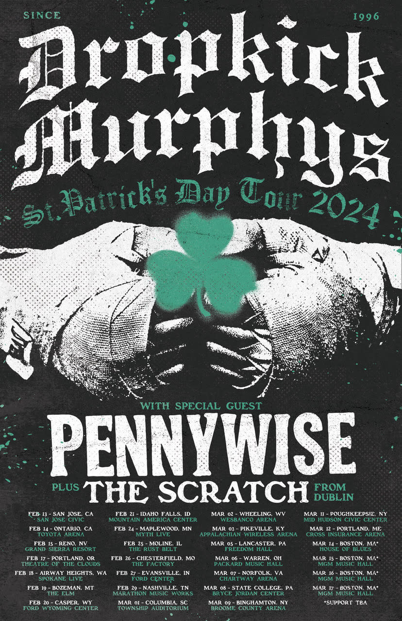 Dropkick Murphys Announce 2024 St. Patrick’s Day Tour with Pennywise