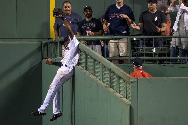 Jackie Bradley Jr. robbed Aaron Judge on Sunday night. (Getty Images)