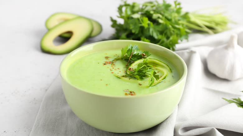 bowl of avocado soup