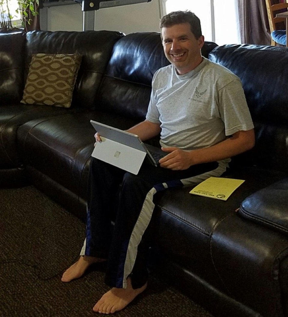 CapCom Coordinator Ken Sullivan in his lounge room. <cite>The Mars Society</cite>