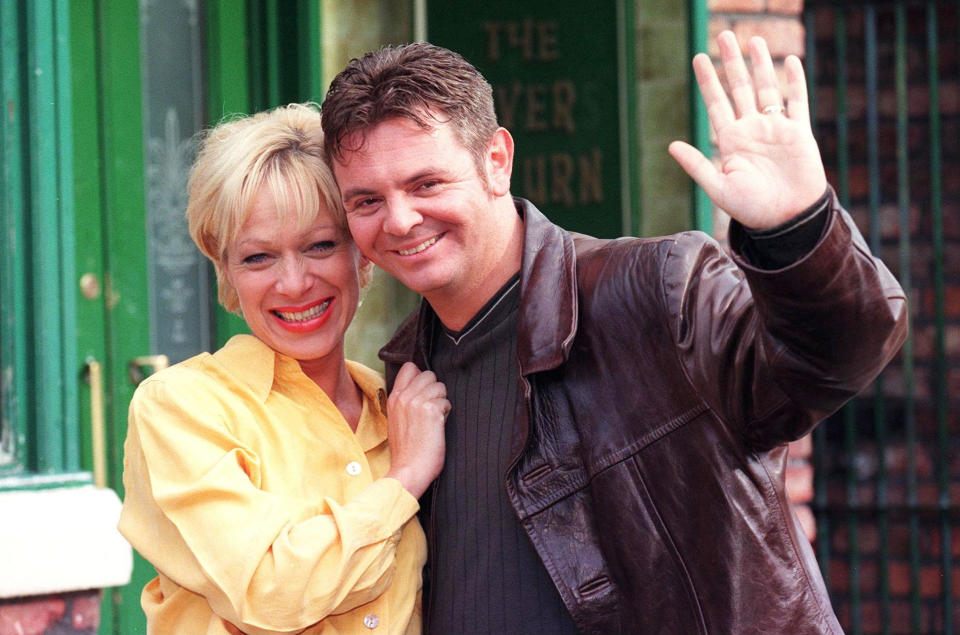 Denise Welch played Natalie Horrocks on Coronation Street for three years. Pictured with her co-star Phil Middlemiss, who played Des Barnes. (Photo by PA Images via Getty Images)