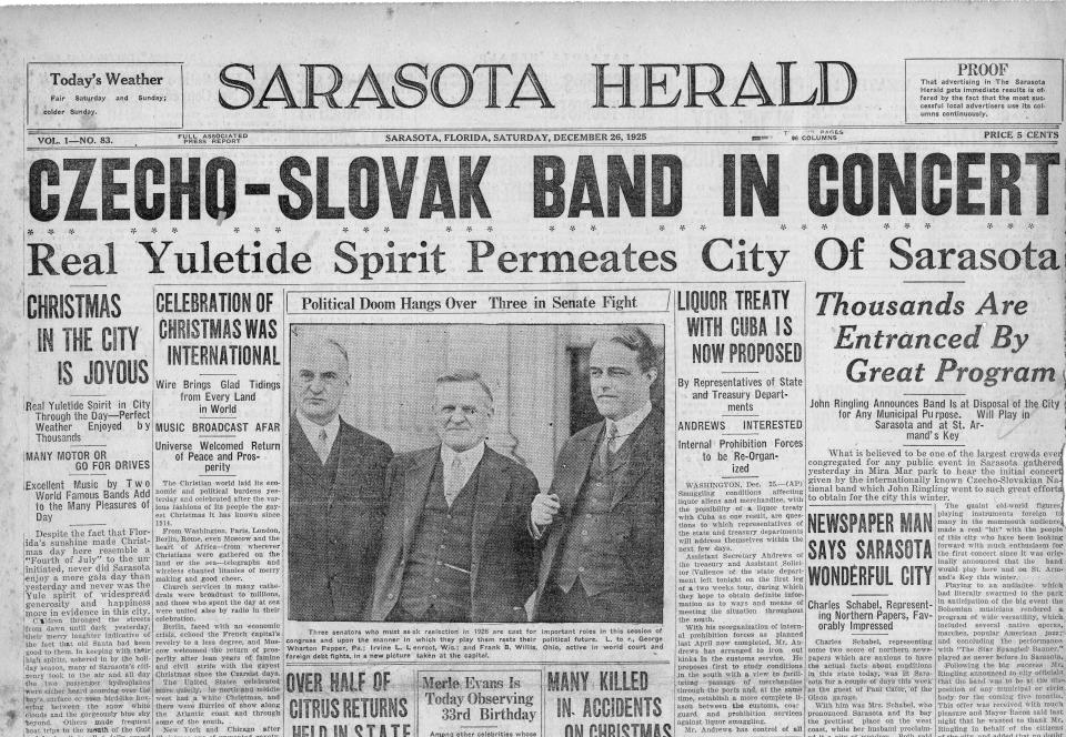 The Czecho-Slovakian National Band was front-page news in December 1925.