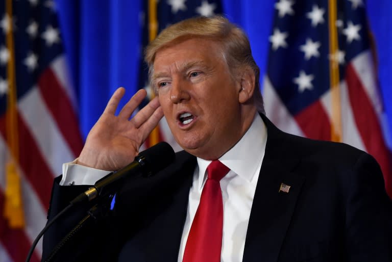 US President-elect Donald Trump during a press conference at Trump Tower in New York on January 11, 2017