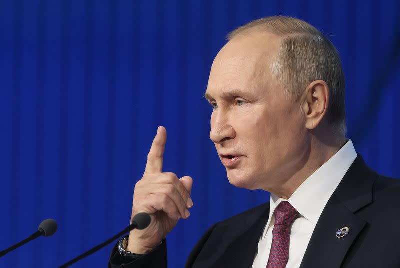 El presidente ruso, Vladímir Putin, pronuncia un discurso durante la 19ª reunión anual del Club de Debate Valdai en Moscú