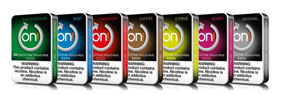 on! brand snus in various flavor varieties.