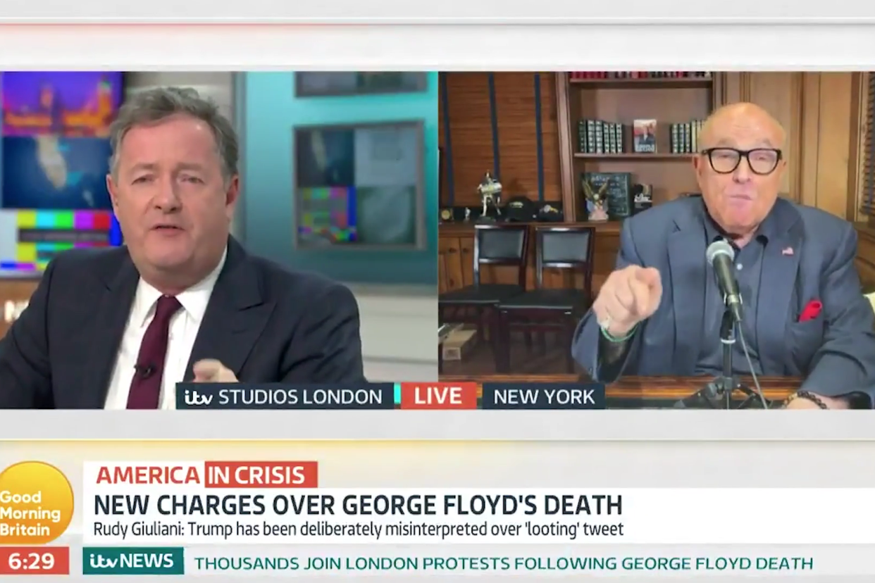 Piers Morgan and US President's Donald Trump's lawyer, Rudy Giuliani, clashed on ITV's Good Morning Britain show on Thursday morning: GMB