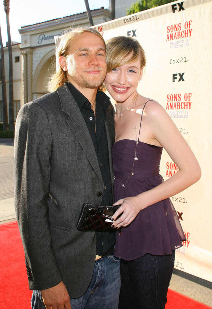 Morgana and Charlie smiling on the red carpet