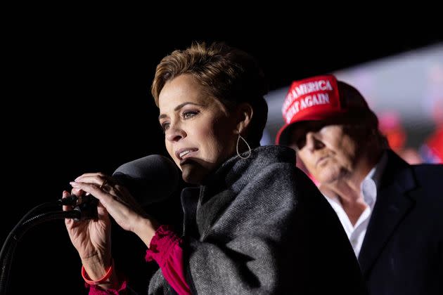“People of this country love Donald Trump,” Kari Lake told a reporter for a foreign TV station last month. “It’s the corrupt, rotten media that’s been trying to tell them and brainwash them into believing that people don’t like him.” (Photo: Carlos Barria/Reuters)