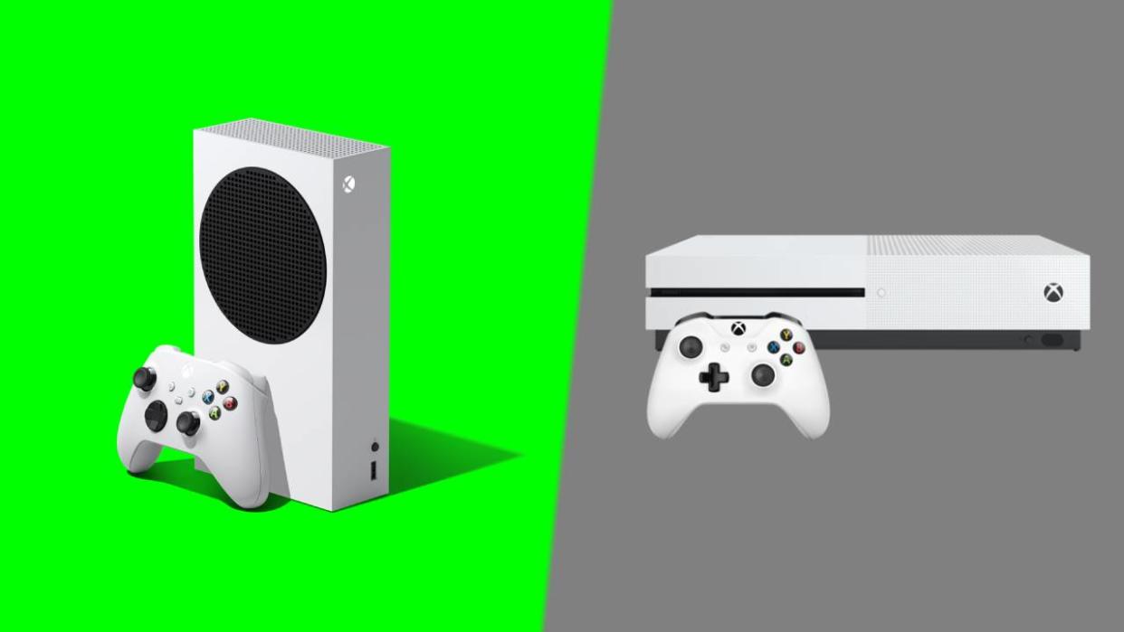  Xbox Series S vs Xbox One S consoles in white. 