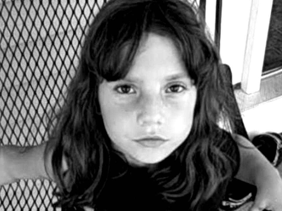 A black and white headshot of Ukrainian orphan Natalia Grace Barnett