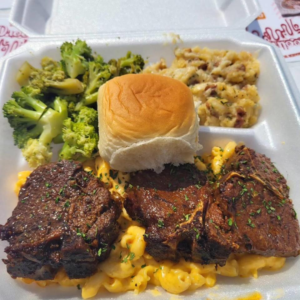 The Drool Lamb Dinner offered by the upcoming food trailer called Droolnolie’s. Owner Porsha Huff expects the food trailer to open in January 2024.