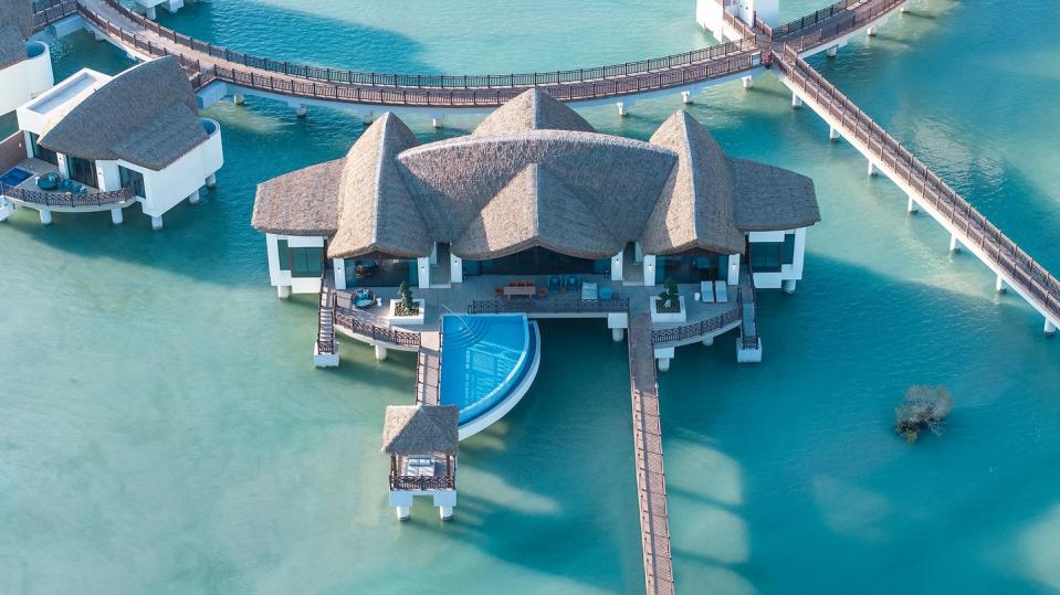 a group of houses on a dock