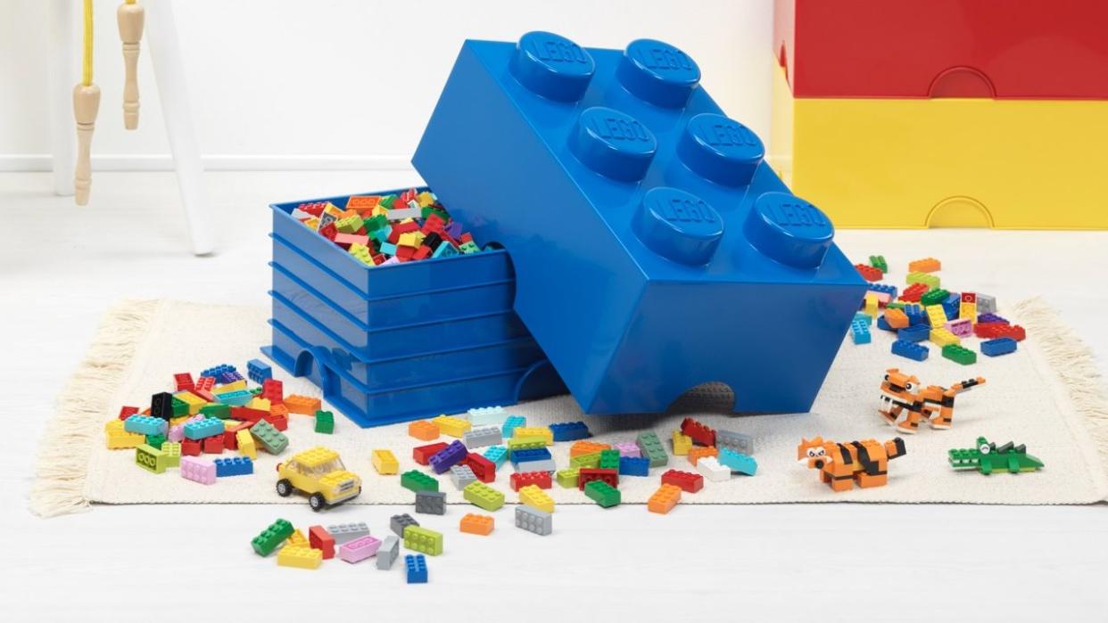 a toy building made of building blocks