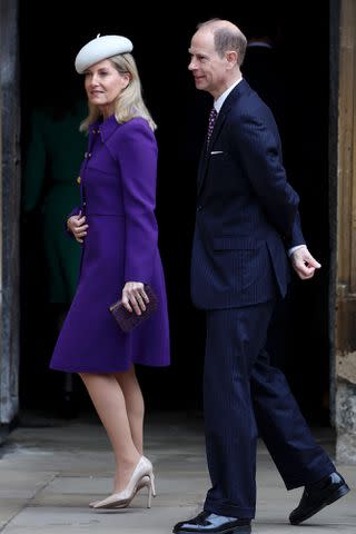 <p>Chris Jackson/Getty</p> Sophie, Duchess of Edinburgh and Prince Edward, Duke of Edinburgh attend the Easter Mattins Service at Windsor Castle on March 31, 2024.