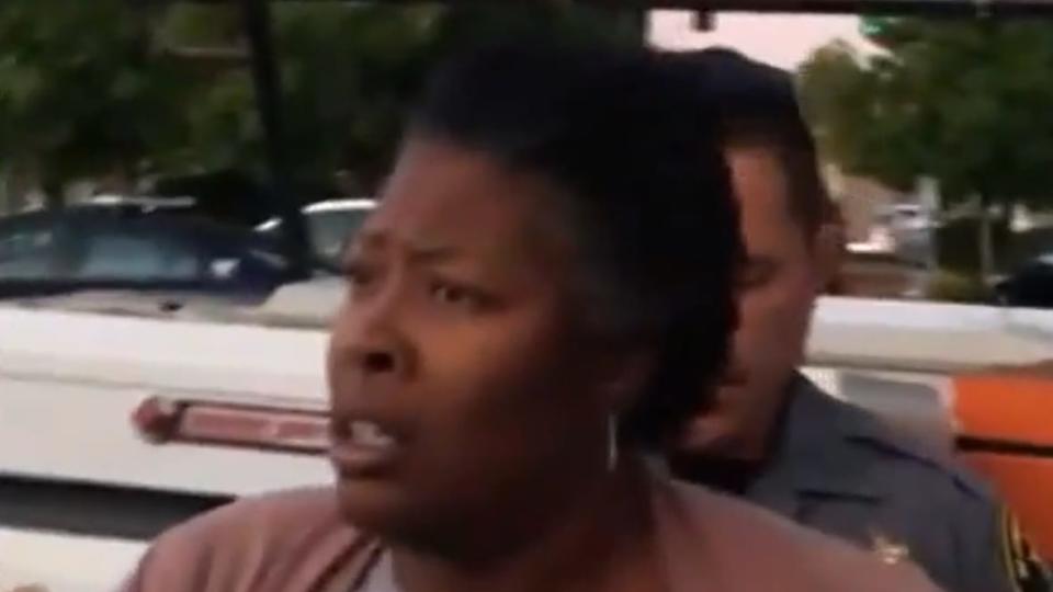 Footage from an Alameda County deputy’s body camera shows Aasylei Loggervale, who, with her two daughters, was handcuffed, detained and illegally searched at a Castro Valley, California, Starbucks on Sept. 20, 2019. The family has been awarded $8.25 million as a result. (Photo: Screenshot/YouTube/com/KTVU FOX 2 San Francisco)