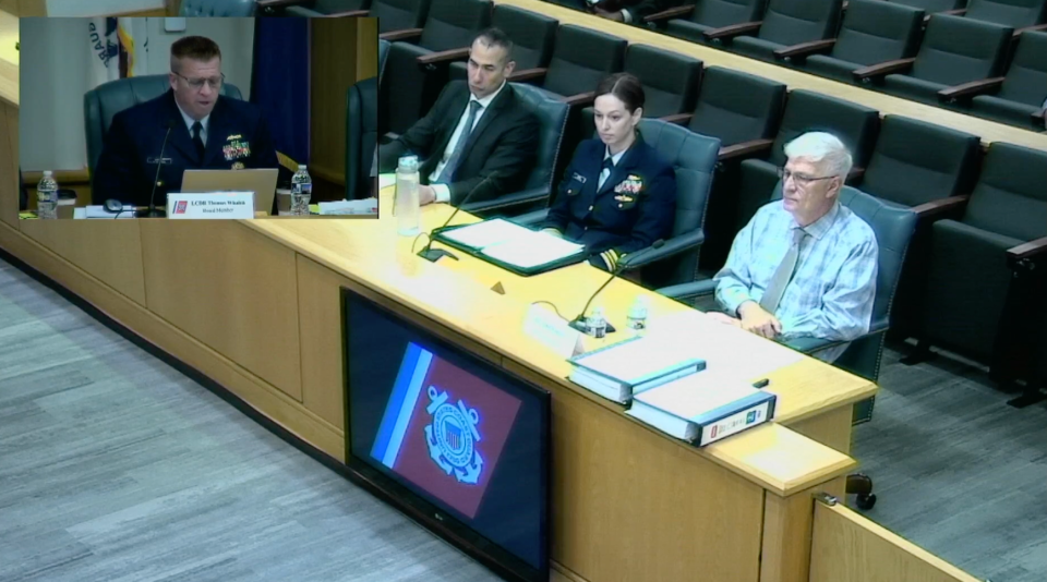 John Winters of Coast Guard Sector Puget Sound testifies before the Coast Guard Marine Board of Investigation on Thursday (US Coast Guard)