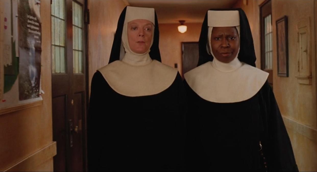 Maggie Smith as Mother Superior and Whoopi Goldberg as Deloris Van Cartier in "Sister Act."