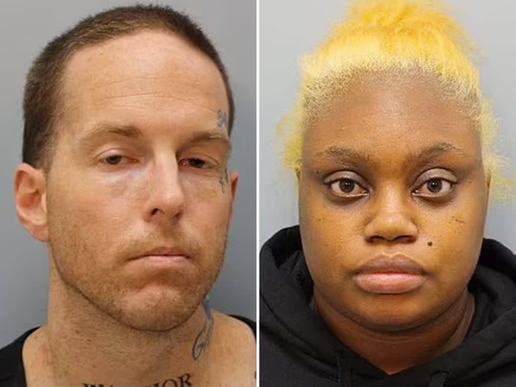 Brian Coulter (left) and Gloria Williams (right) pictured in their mugshots  (Harris County Sheriff’s Office )