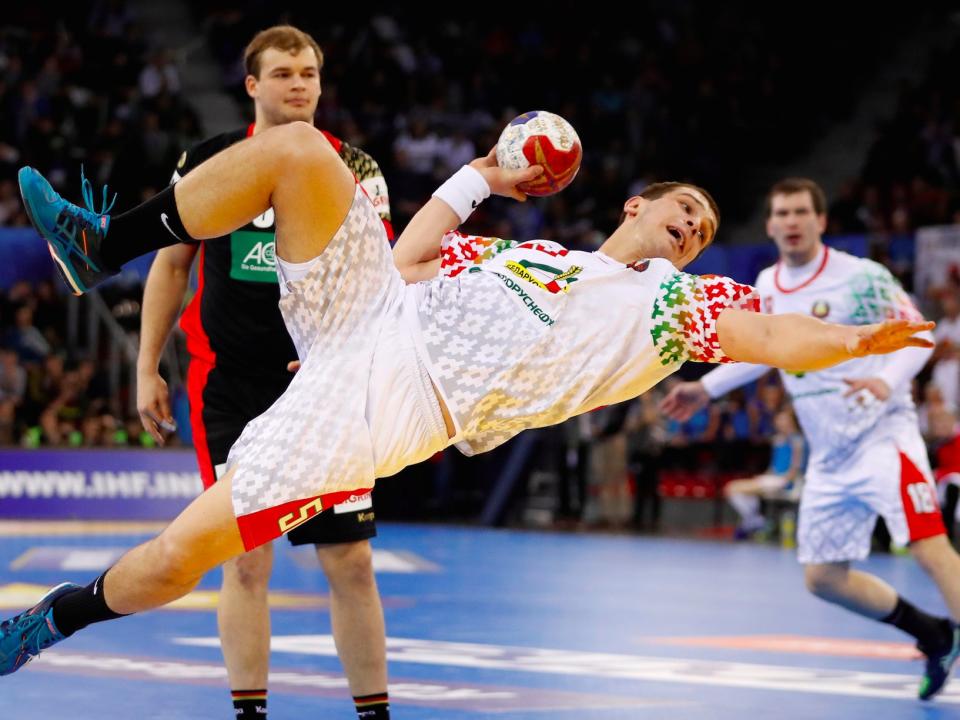 Men's Handball - Belarus v Germany - 2017 Men's World Championship Main Round - Group C - Kindarena in Rouen, France - 18/01/17 - Belarus Artsem Karalek in action.