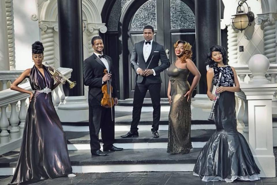 Led by Maestro Jason Ikeem Rodgers (center), Orchestra Noir will accompany Trina at 8 p.m. Saturday, Feb. 10, 2024 at the Miramar Cultural Center. Rodgers started the all-Black orchestra in 2016 after moving to Atlanta.
