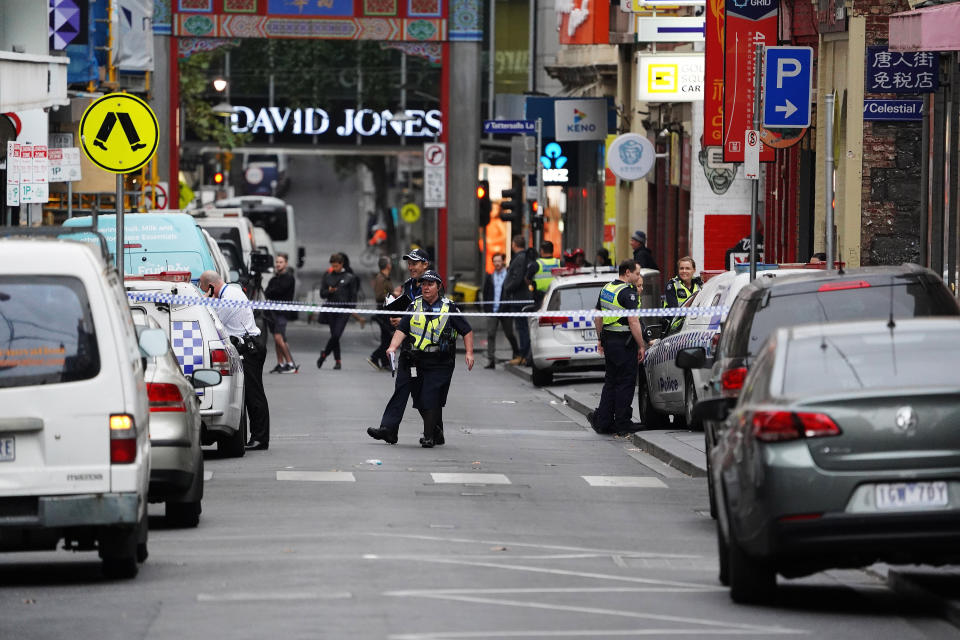 The street remains closed off. Source: AAP