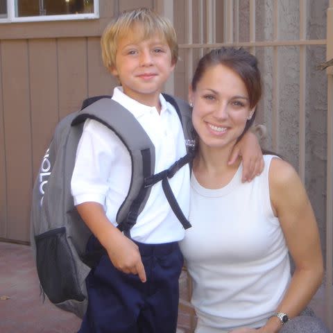 <p>FOX News</p> Nicole Saphier (right) and her son on his first day of first grade