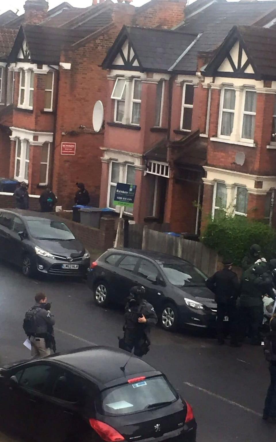  Harlesden Road, north London, where a woman was shot by police and four people arrested as part of an ongoing counter-terrorism operation in London and Kent - Credit: PA