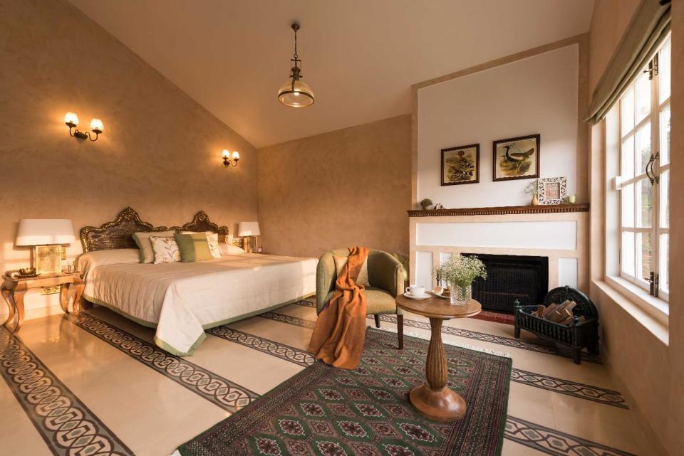 The bedrooms are distinguished by their floor cladding like the Art Deco tiles here.