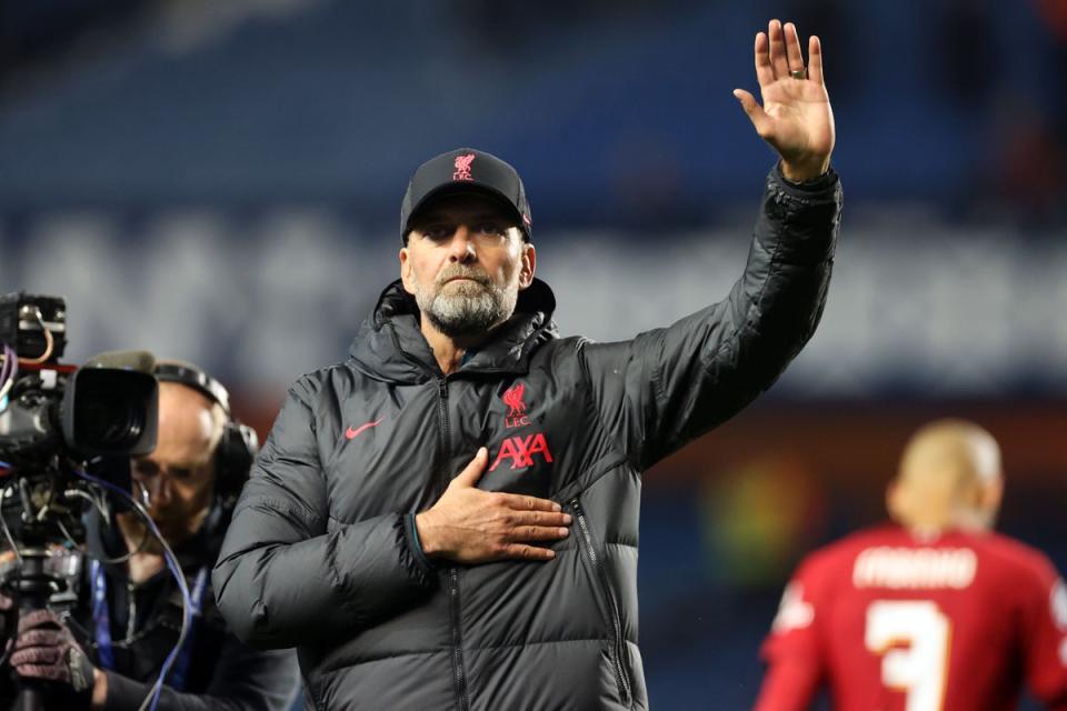 Liverpool manager Jurgen Klopp was delighted with Ibrox win (Steve Welsh/PA) (PA Wire)
