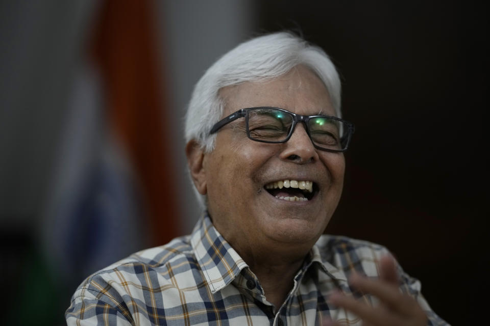 Kuldip Chadha, 83, retired entrepreneur, talks to the Associated Press about the key issues in the national elections, in New Delhi, India, March 29, 2024. Chadha, said that despite the scams and corruption scandals, elections in a democracy are all about hope for the future generations. “You want to see that your children, your grandchildren, they have a good way of living and how they can manage and how they can progress in an honest system." (AP Photo/Manish Swarup)