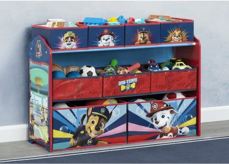 A Paw Patrol toy organizer