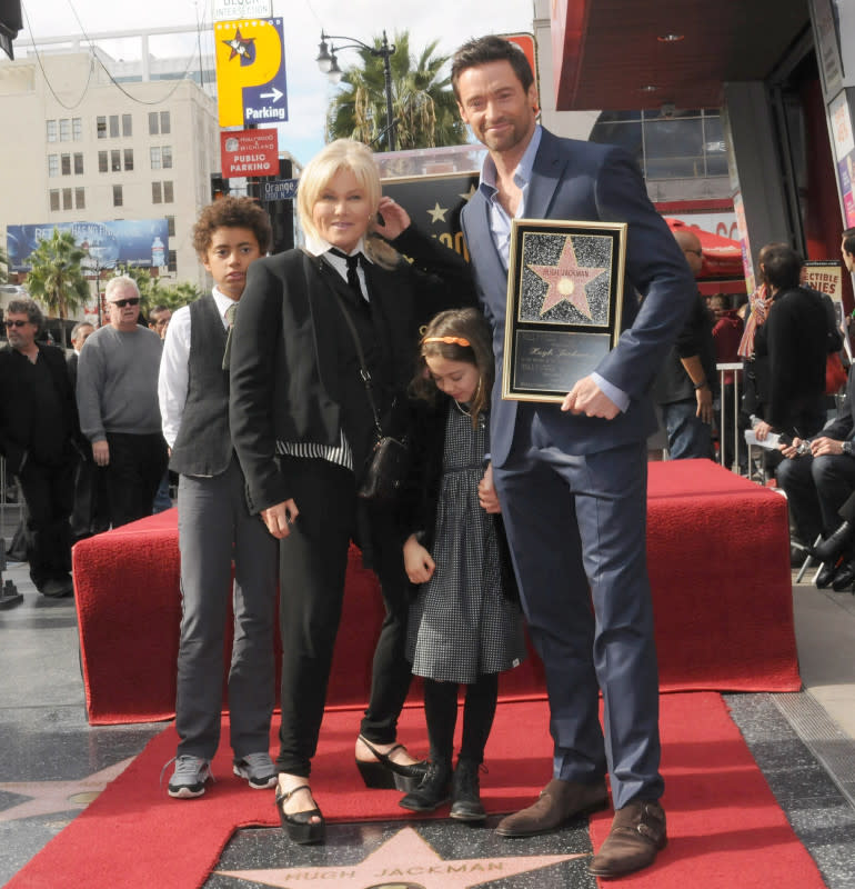 Oscar Jackman, Deborra-Lee Furness, Ava Jackman and Hugh Jackman in 2012<p>Albert L. Ortega/Getty Images</p>