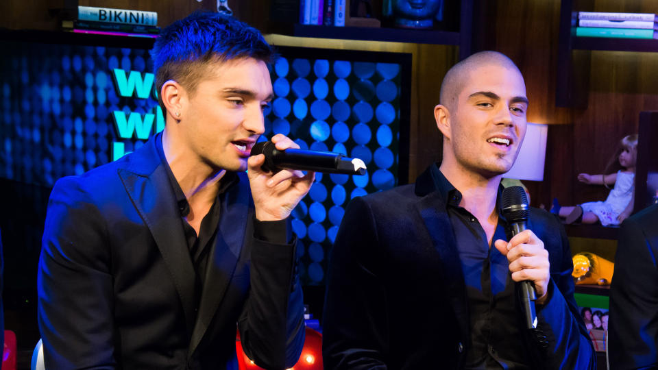 Tom Parker and Max George have been talking about the possibility of getting The Wanted back together. (Charles Sykes/Bravo/NBCU Photo Bank via Getty Images)