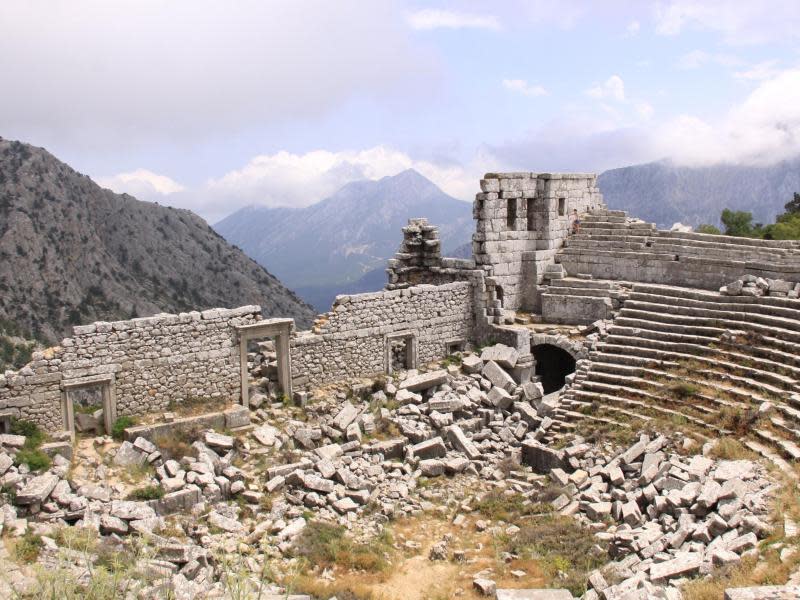 The mountain city of Termessos in Turkey never recovered from an earthquake that destroyed an aqueduct. Source: Getty