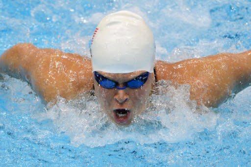 US swimmer Elizabeth Beisel competes in the women's 400m individual medley heats swimming event at the London 2012 Olympic Games