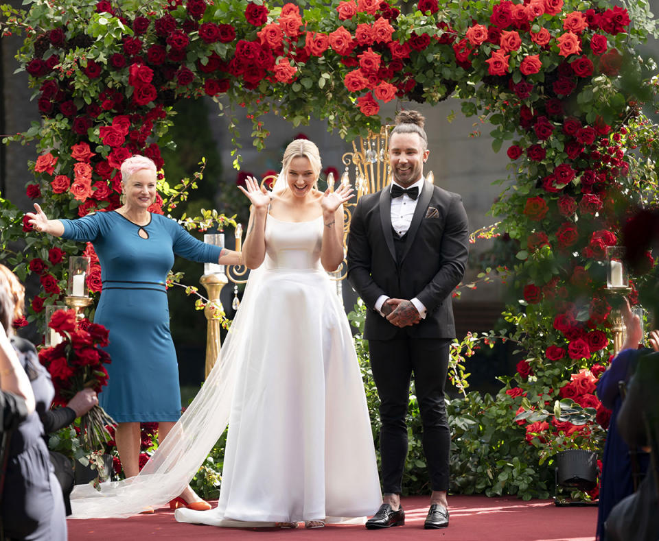 MAFS Tori and Jack at the podium on their wedding day