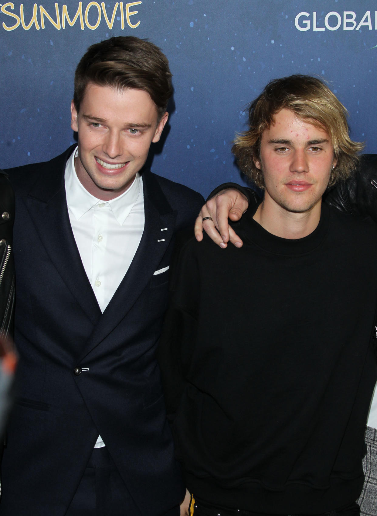 Patrick Schwarzenegger had support from pal Justin Bieber at the <em>Midnight Sun</em> premiere on March 15, 2018, in L.A. (Photo: Splash News)