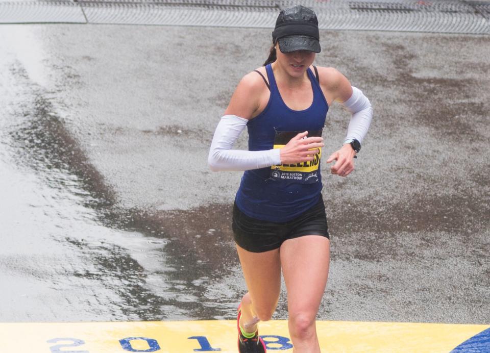 Sarah Sellers, a relative unknown, took second place for the women in the 2018 Boston Marathon. (RYAN MCBRIDE/AFP/Getty Images)