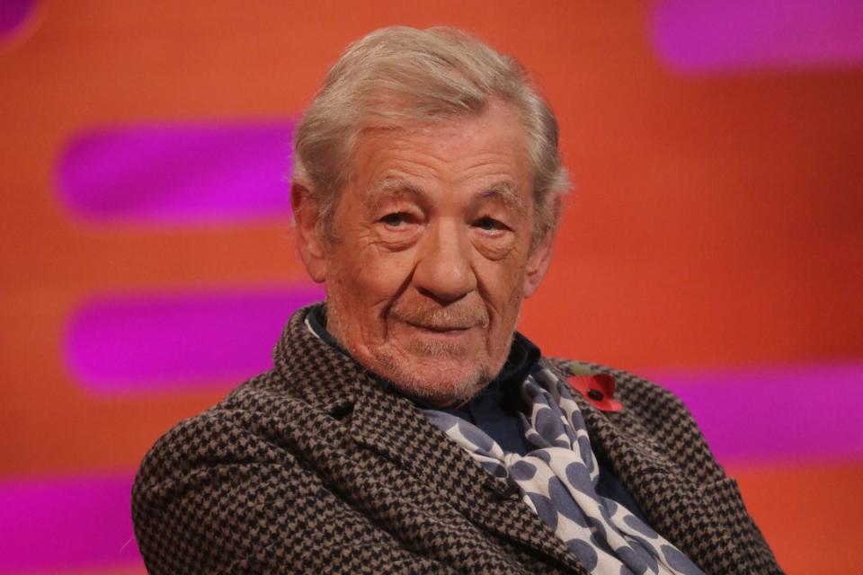 Sir Ian McKellen was taken to hospital after falling off stage (Isabel Infantes/PA)