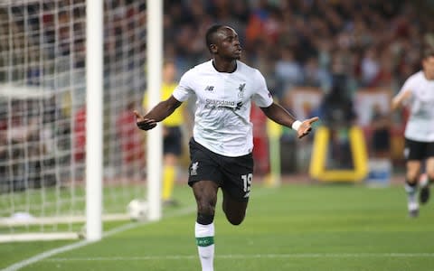 Sadio Mane celebrates opening the scoring - Credit: Getty images